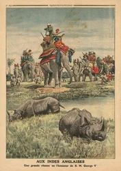 A Rhinoceros Hunt in Honour of King George V, illustration from 